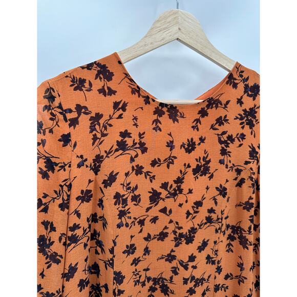 Urban Outfitters Kimchi Womens Orange Floral Mini Dress Size M Fall Feminine - Picture 6 of 10